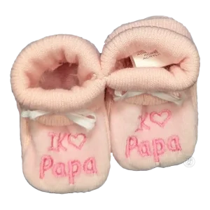 Baby Slofjes met Geborduurde Tekst 'Ik Hou van Papa'